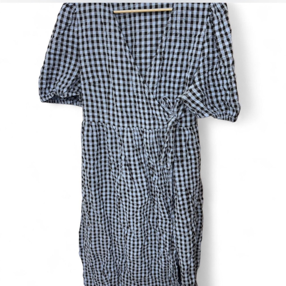 Monki Blue and Black Checkered Midi Dress